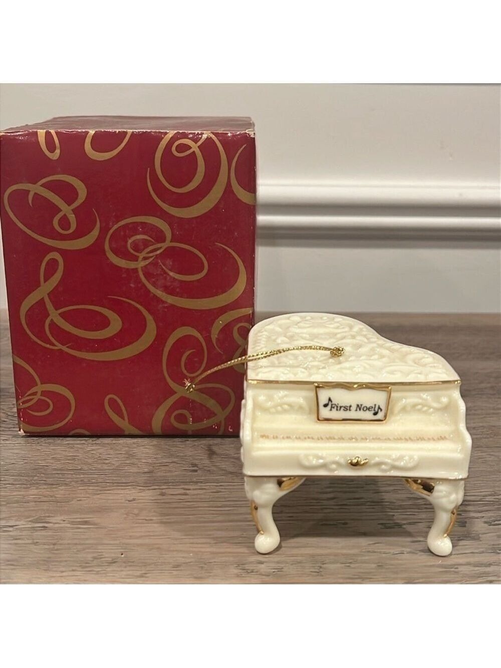 The San Francisco Music Box Company Porcelain Piano Tree Ornament, “First Noel”